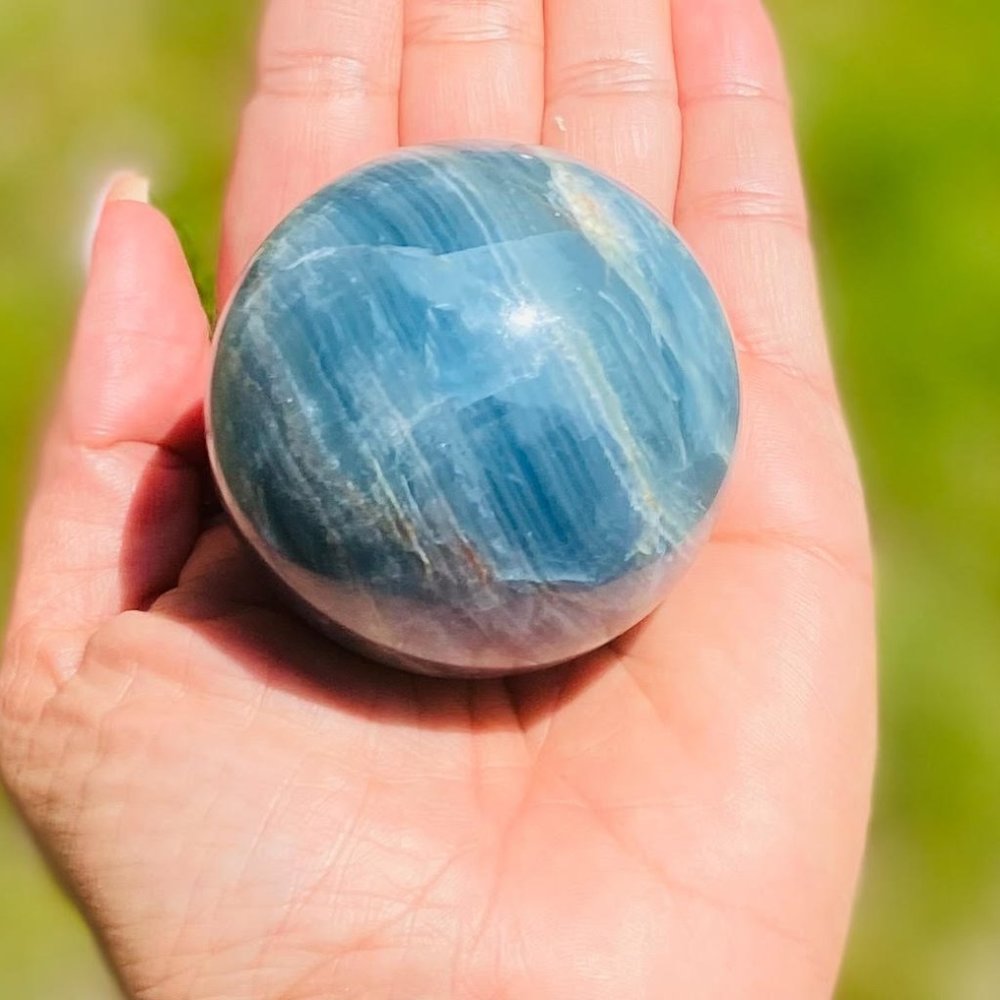 Lemurian Crystal Aquatine Calcite Sphere